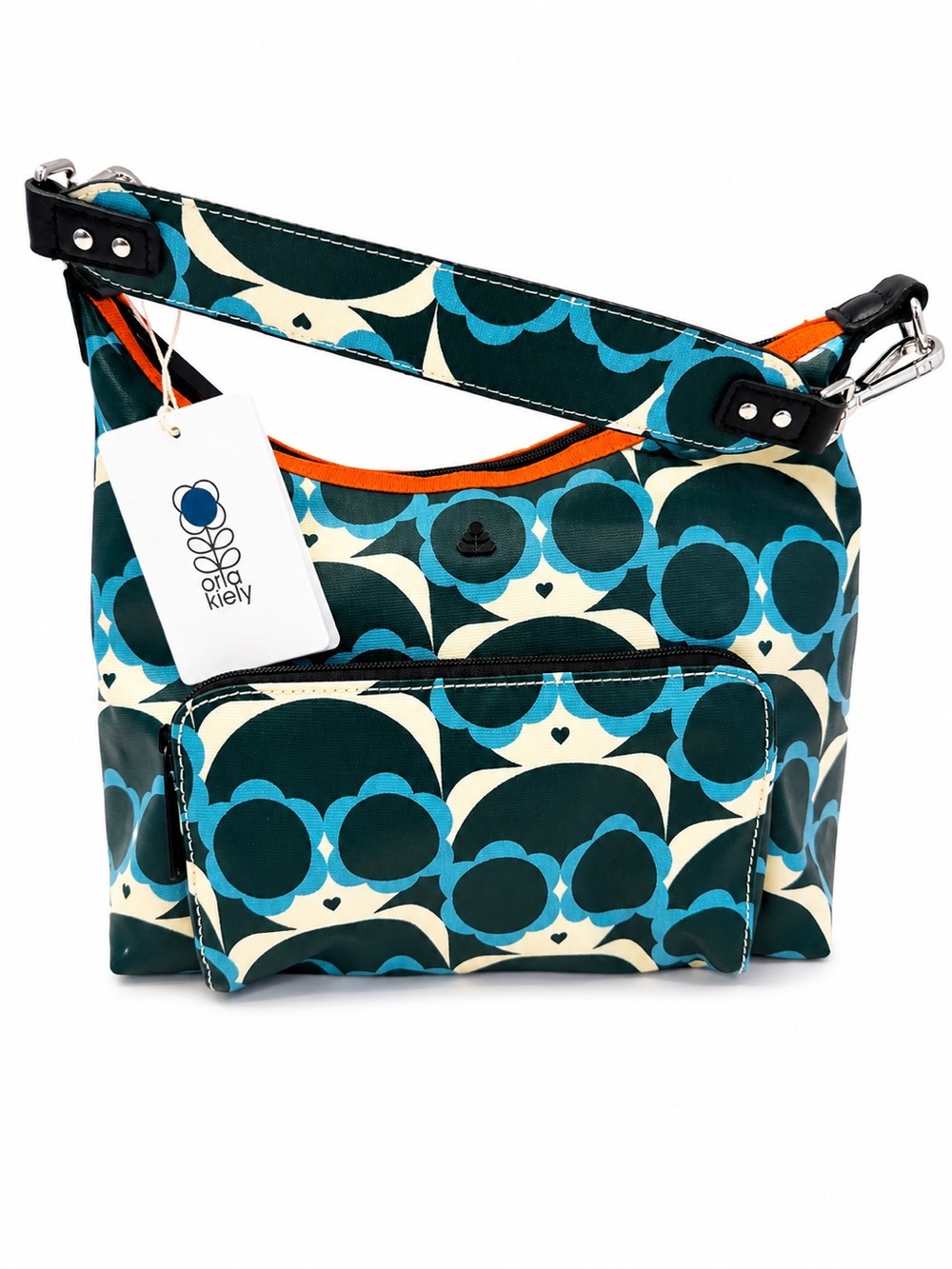 Orla Kiely Teal, Cream & Orange Graphic Shoulder Bag